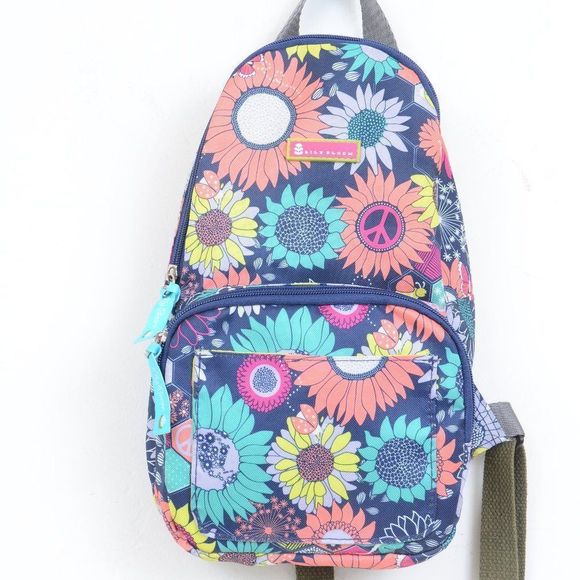 Lily Bloom Sunflower Peace Eco-Friendly Sling Crossbody Backpack Daypack Tote - Picture 1 of 8